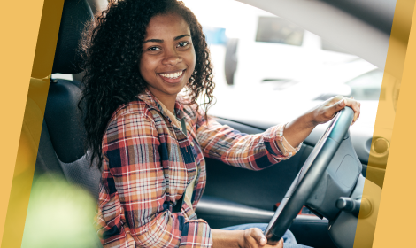 Young driver at the wheel