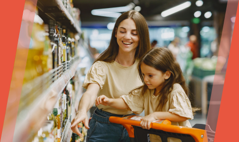 Mom and daughter shopping in a store