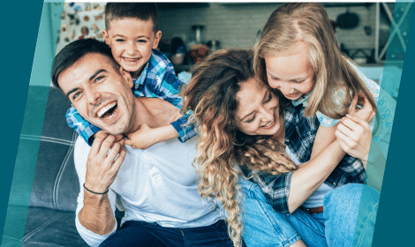 Family at home laughing together