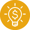 yellow gold icon-lightbulb with money symbol