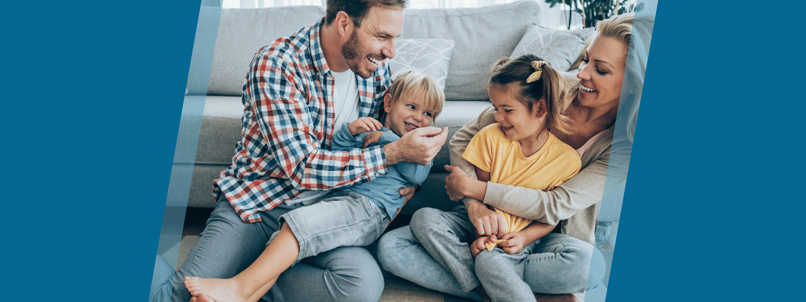 Family at home laughing together