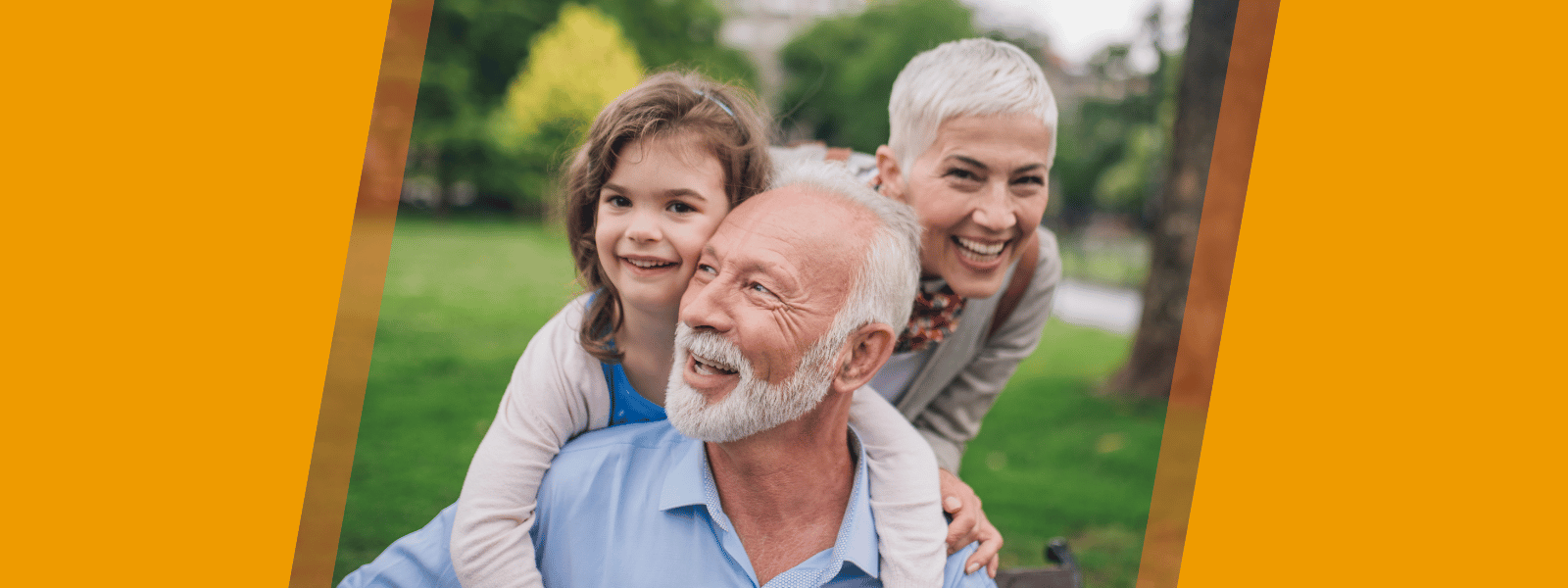 Grandparents with grandchild outdoors