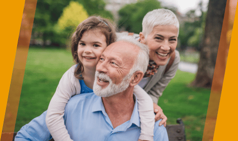 Grandparents with grandchild outdoors