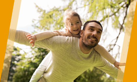 Father enjoying the outdoors with child